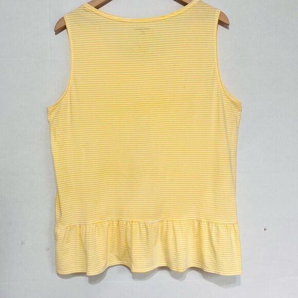 Lands End Yellow Striped Sleeveless Top Sz LT - Picture 2 of 4